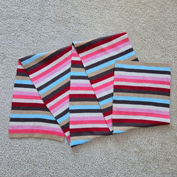 Cashmere Knit Striped Scarf Colorful - Picture 1 of 6